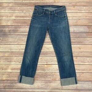 Citizens of Humanity Dani Cropped Straight Leg Jeans Rolled Cuff Envy